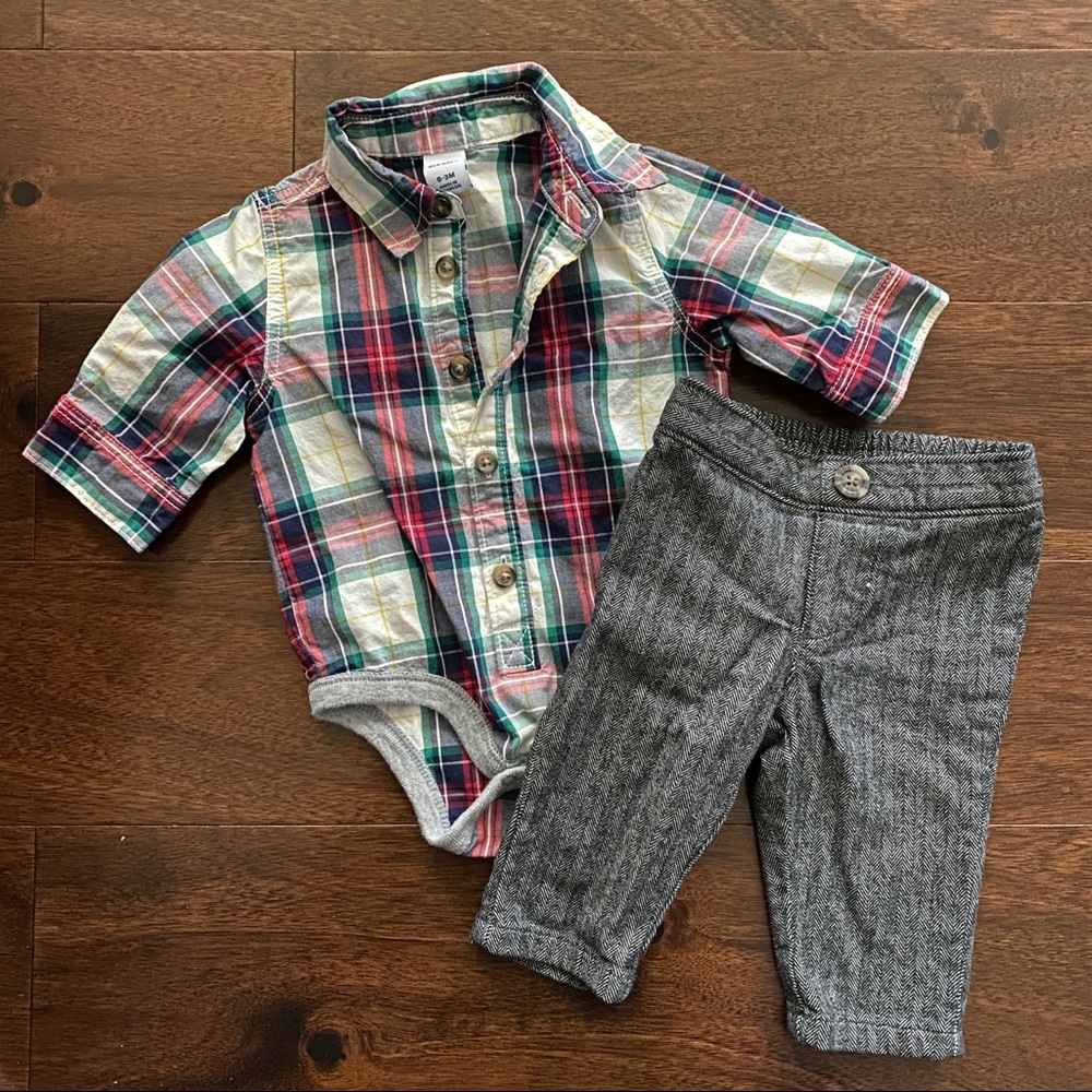 Old Navy Collared Onesie & Trousers
